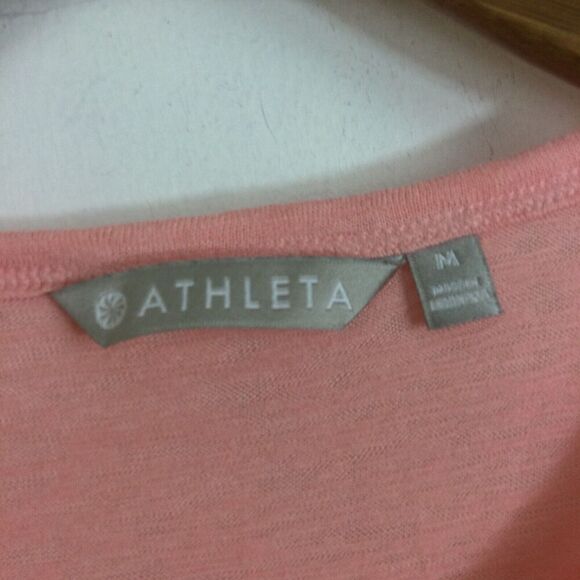 Athleta Womens Breezy Curved Hem Lightweight Soft Stretchy Slub Knit Tee Pink M - Picture 4 of 10